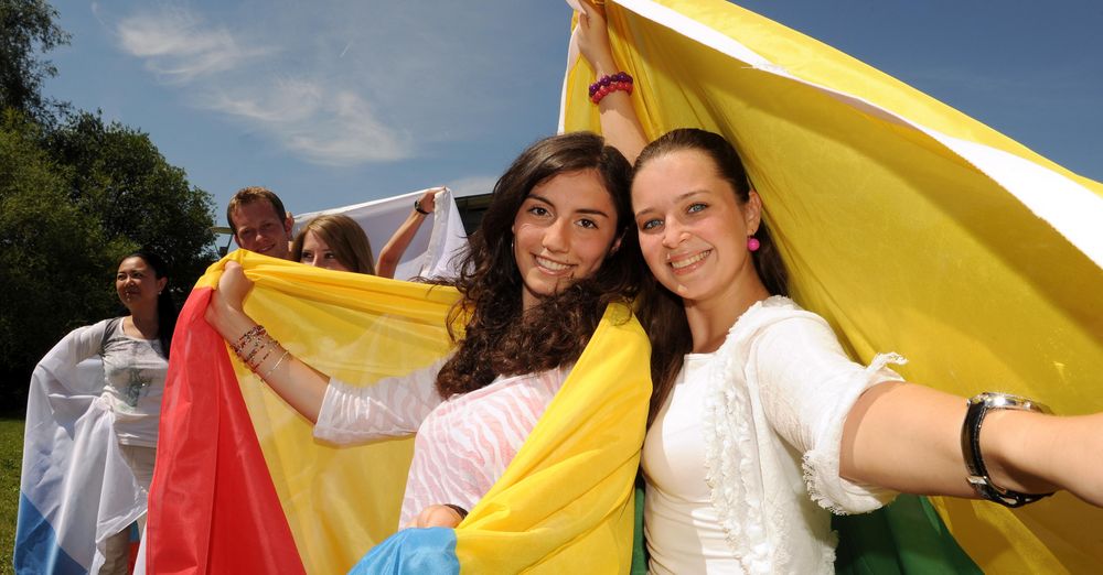 International students with flag