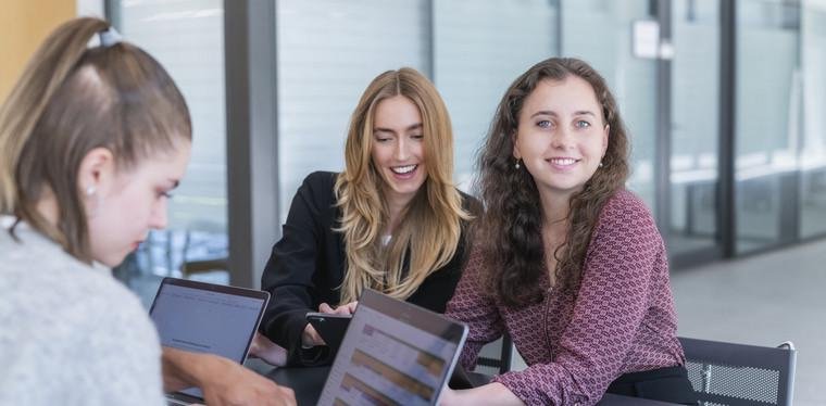 Studierende arbeiten in Gruppe
