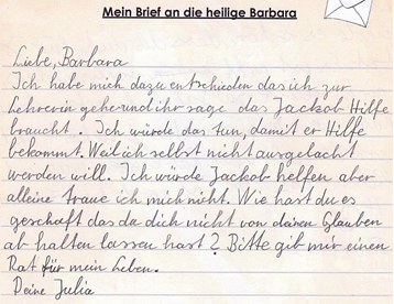 Brief Heilige Barbara