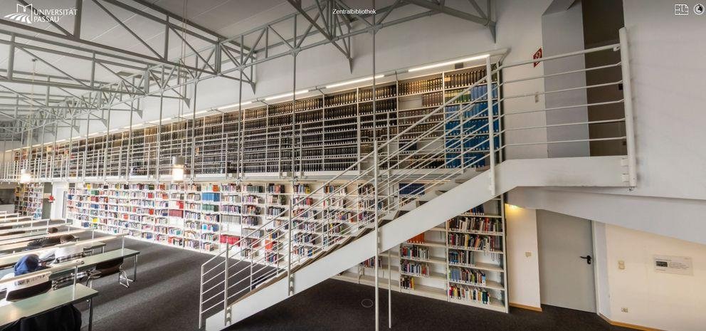 Campus tour screenshot: Library reading room, looking North