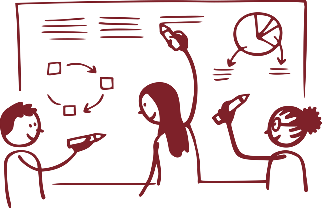 Cartoon: agile kollaborative Teamarbeit