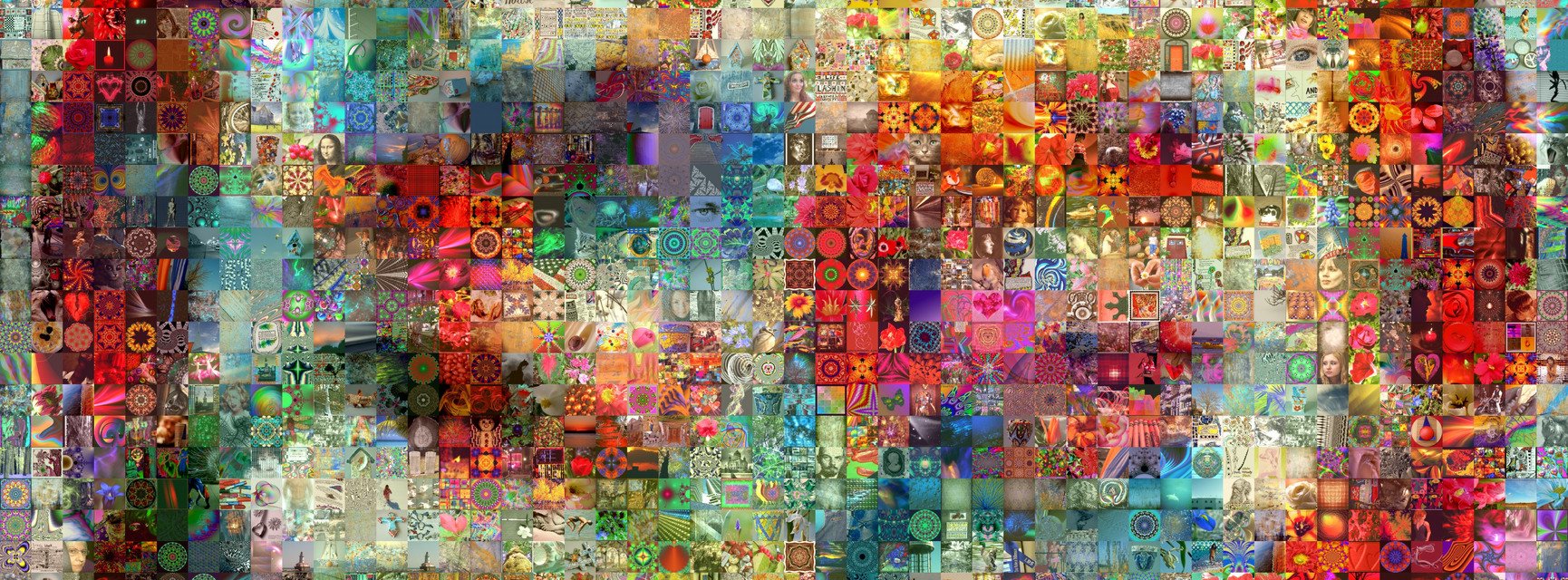 symbolisches Bild für OER: unzählige zusammengefügte Fotos ergeben Creative Commons Icon 