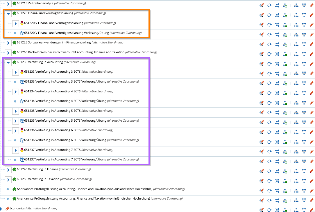 Screenshot Gegen&uuml;berstellung Containermodul und normales Einzelmodul