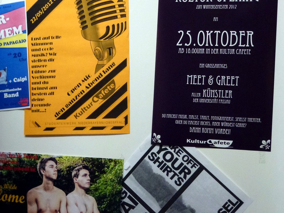 Posters on a noticeboard