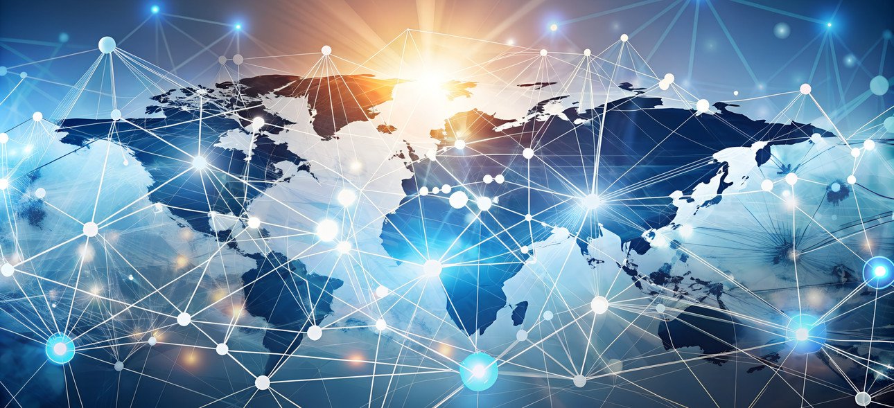 Technologie Hintergrund globale Vernetzung und weltweiter Austausch - Futuristische Darstellung