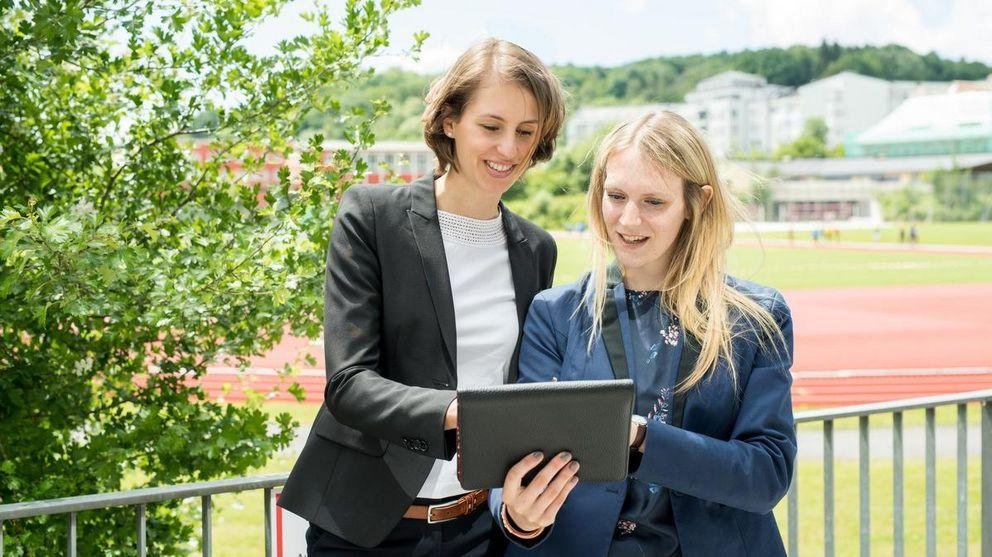 Photo: student with alumna mentor