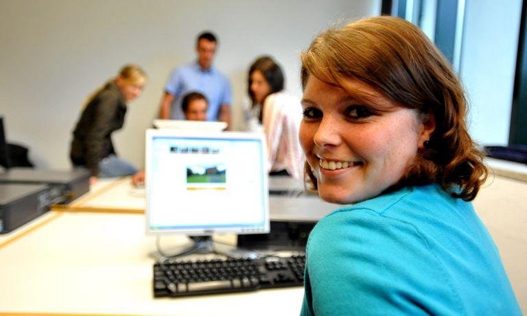 Female student at computer