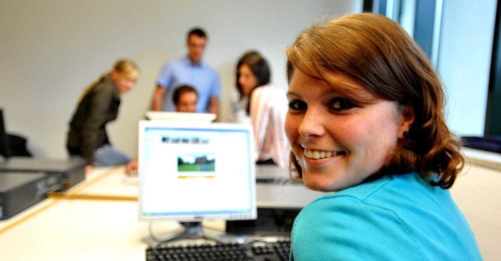 Female student at computer