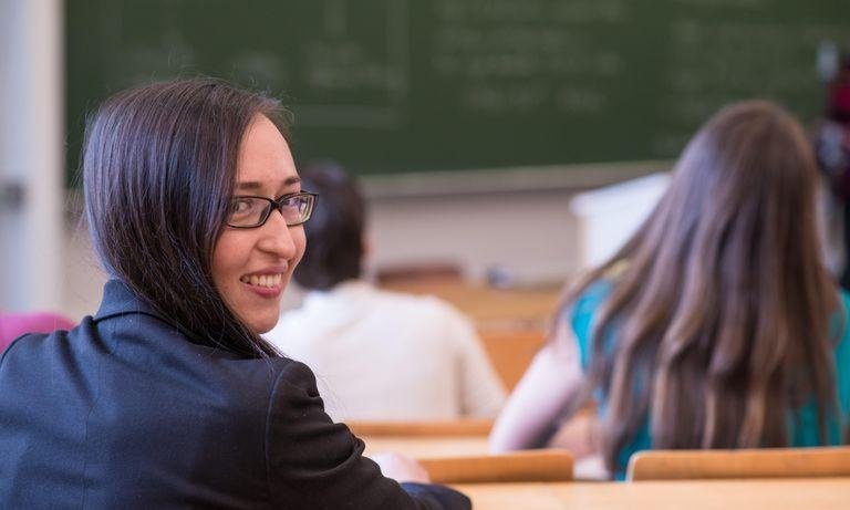 Student in the auditorium