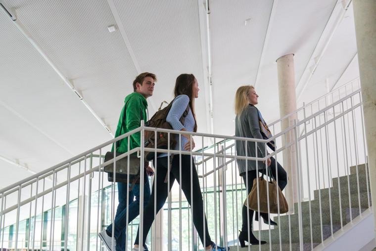 Studierende gehen Treppen rauf 