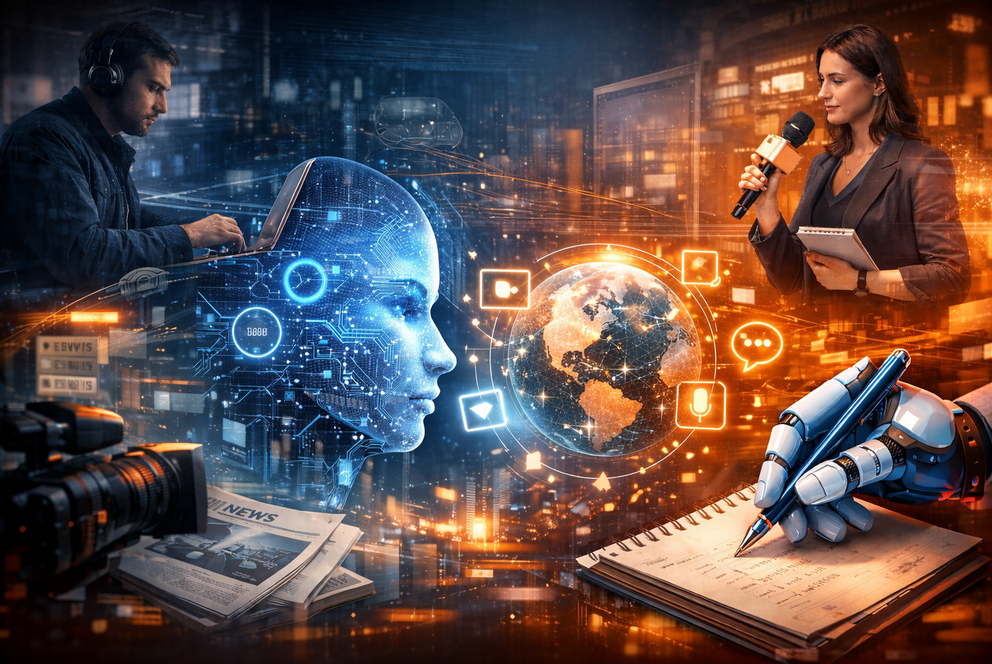 Symbolbild für Journalismus, KI und Fake News - KI generiert