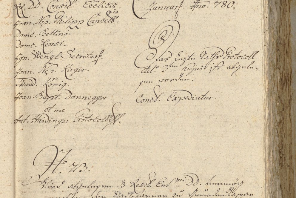 Handschriftliches Protokoll vom 10. Januar 1780 des (Oberennsischen) Geistlichen Rates des Bistums Passau, Foto:Archiv des Bistums Passau