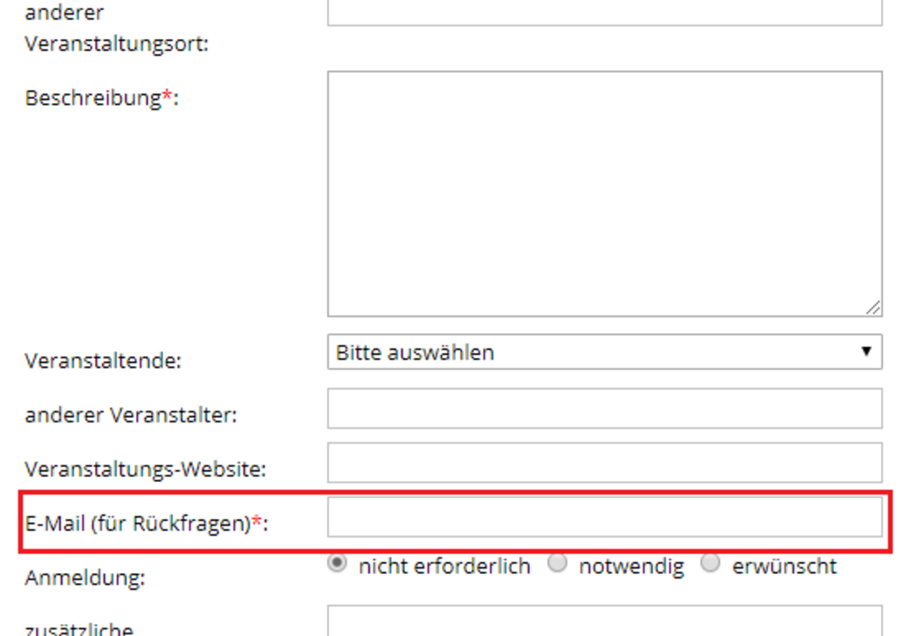 Kalendereintrag anlegen - E-Mail für Rückfragen Kalendereintrag anlegen - E-Mail für Rückfragen