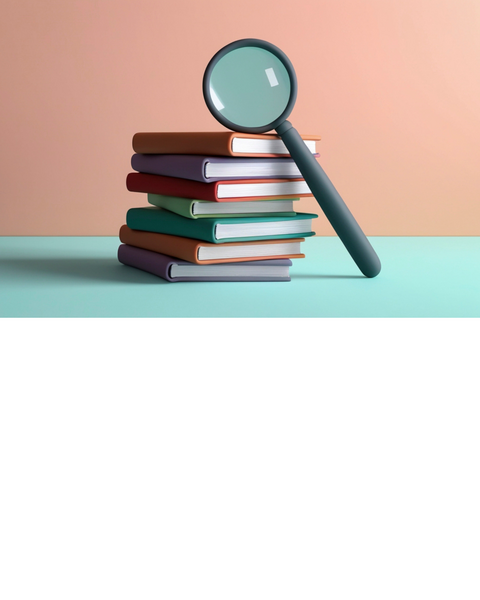 B&uuml;cherstapel und Lupe