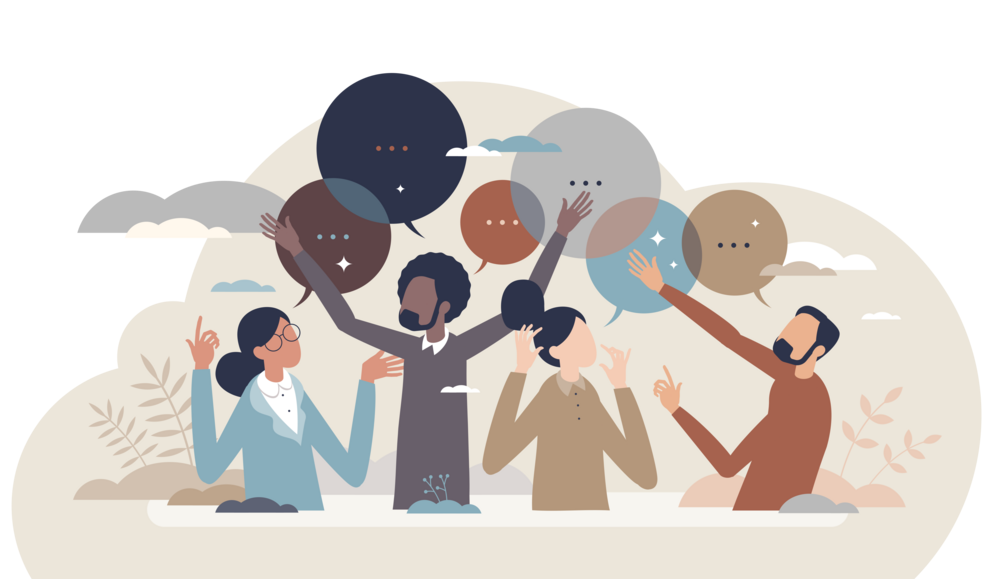 AdobeStock_503543758 Graphische Darstellung von Menschen, die zusammenarbeiten und sich austauschen
