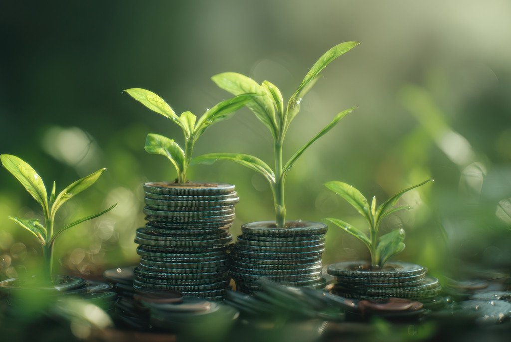 Plants growing from coins