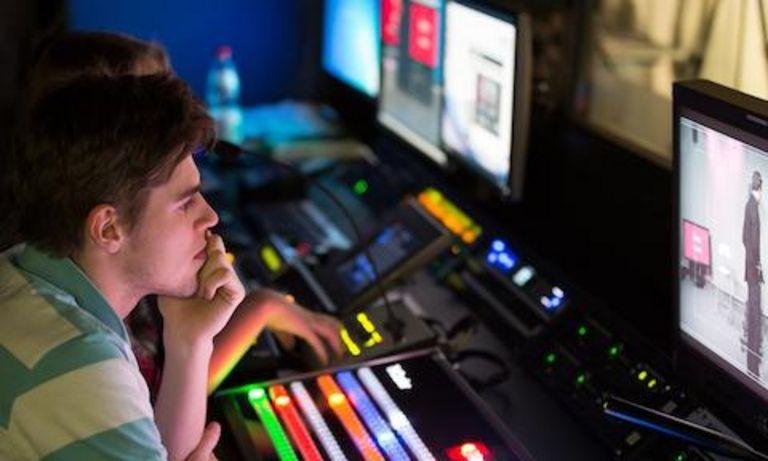 Students in television studios