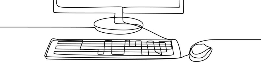 Gezeichneter Computer mit Tastatur und Maus