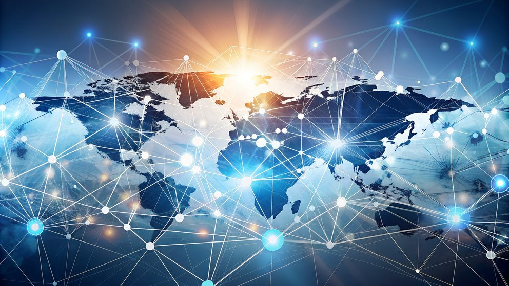 Technologie Hintergrund globale Vernetzung und weltweiter Austausch - Futuristische Darstellung