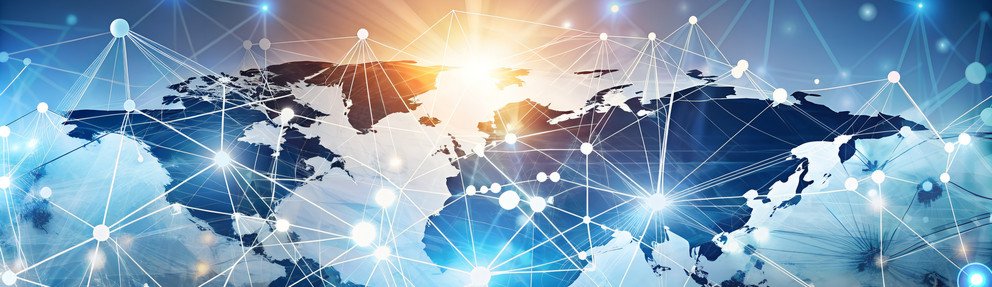 Technologie Hintergrund globale Vernetzung und weltweiter Austausch - Futuristische Darstellung Technologie Hintergrund globale Vernetzung und weltweiter Austausch - Futuristische Darstellung