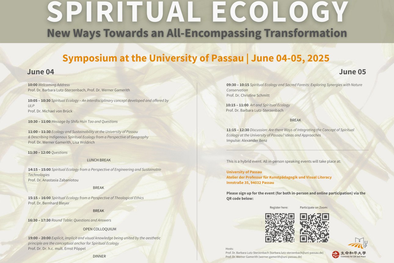 Programm des Symposiums Spiritual Ecology