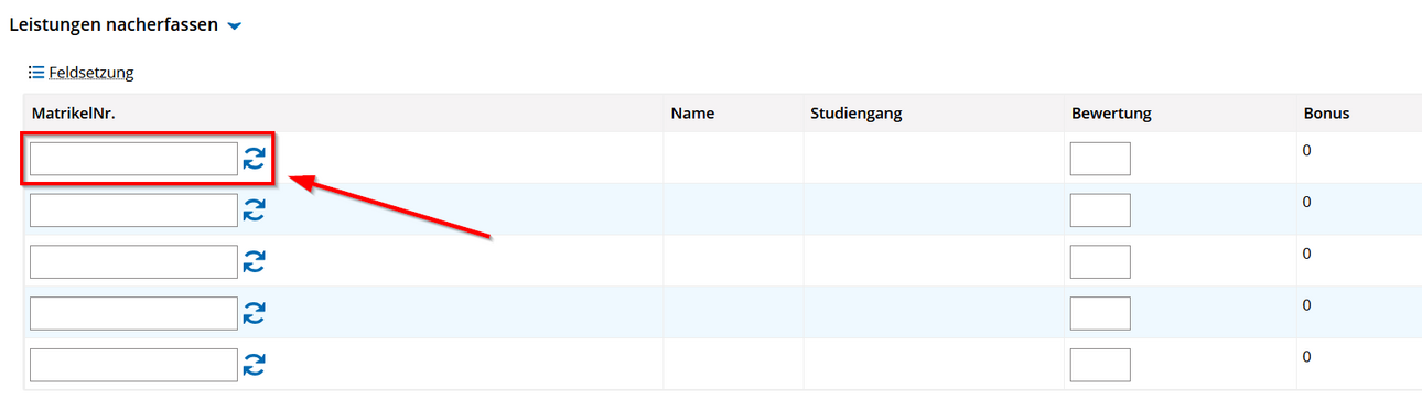 Screenshot Leistungen nacherfassen