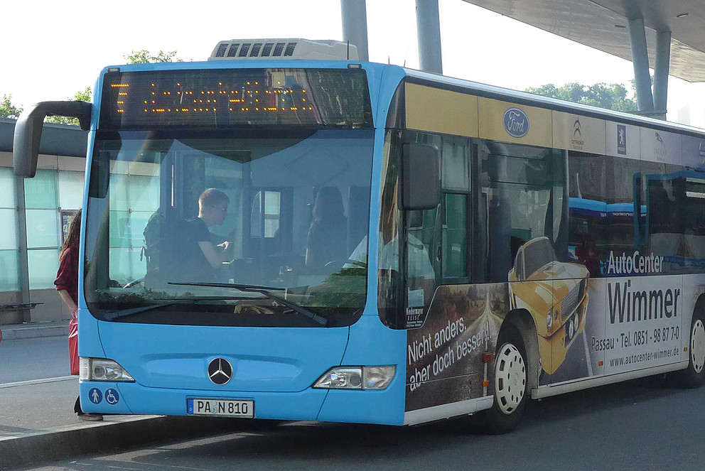 A blue VBP bus