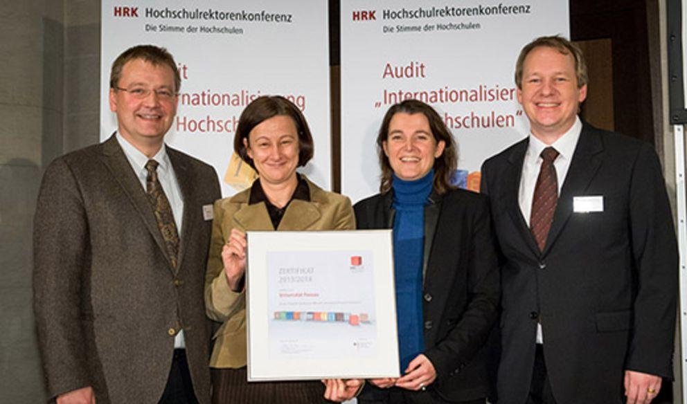 From left to right: Andrew Otto, Programme Director for the University of London International Programmes at Passau; Professor Ursula Reutner, Vice President of the University of Passau; Barbara Zacharias, Head of the International Office and Student Serv