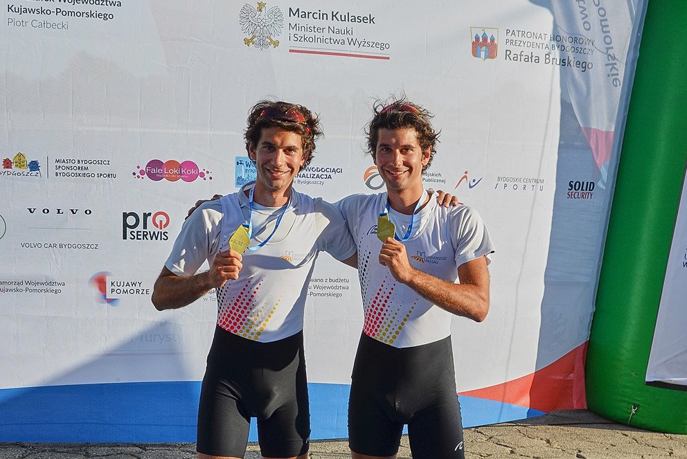 The 2025 European university rowing champions: Lukas (right) and Julian (left) Grimm. Photo credit: Dirk Rose