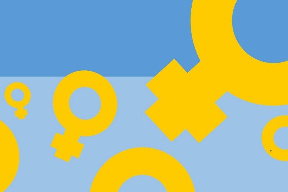 yellow venus symbols floating over a blue background yellow venus symbols floating over a blue background