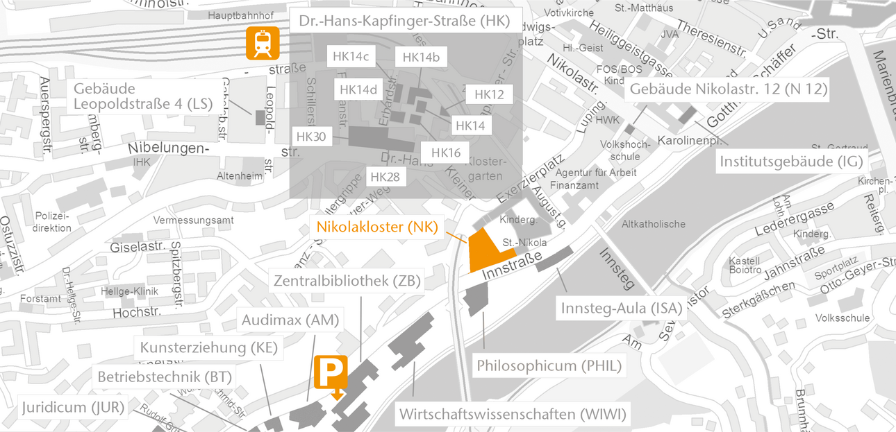 Lageplan Universit&auml;t Passau - moreBNE Camp Oktober 2026