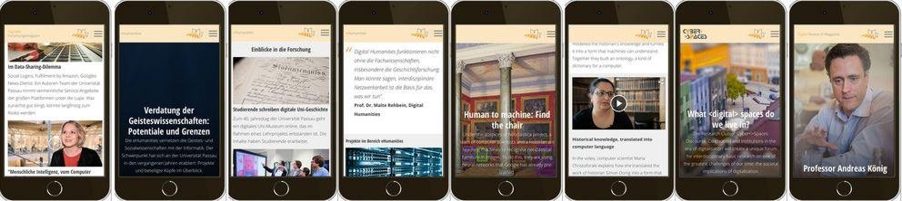 Screenshots of the University's Digital Research Magazine
