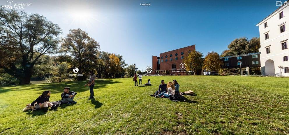 Screenshot from the campus tour: looking West in the Innwiese