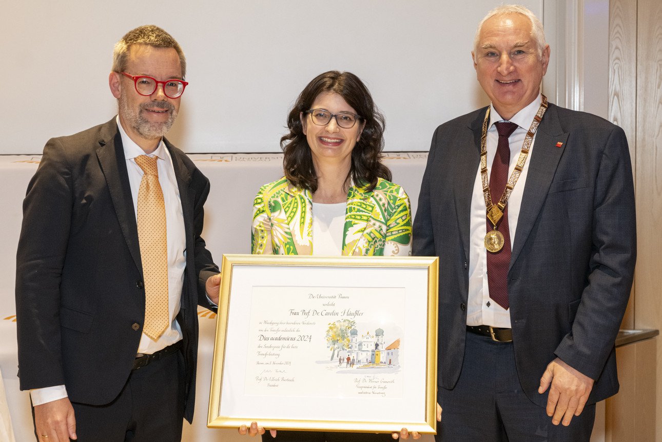 Prof. Dr. Werner Gamerith, Vizepr&auml;sident f&uuml;r Transfer und interne Vernetzung mit der Querschnittsaufgabe Nachhaltigkeit Prof. Dr. Carolin H&auml;ussler Prof. Dr. Ulrich Bartosch, Pr&auml;sident