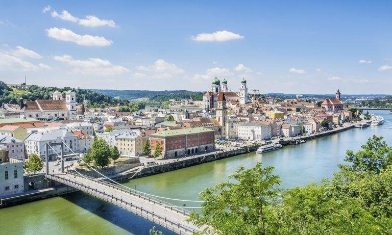 View of Passau, as seen from the Oberhaus castle hill