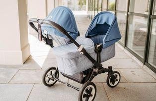 Pram with child seat and baby seat