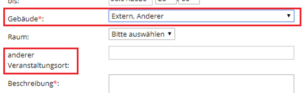 Kalendereintrag anlegen - anderer Veranstaltungsort Kalendereintrag anlegen - anderer Veranstaltungsort