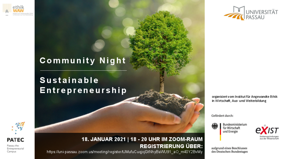 Flyer Community Night Sustainable Entrepreneurship