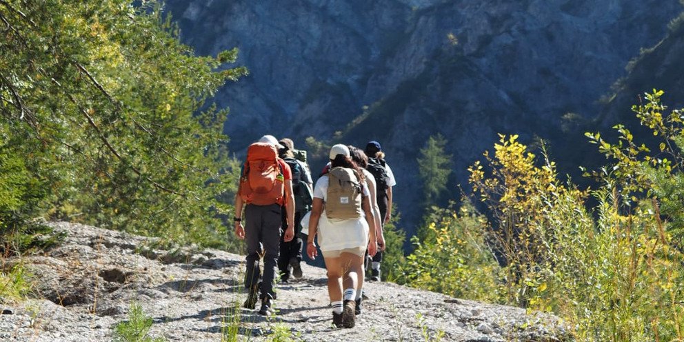 Die Studierenden beim Wandern durch den Nationalpark Ges&auml;use.