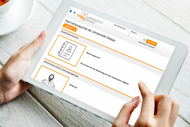 das Campusportal auf dem Tablet