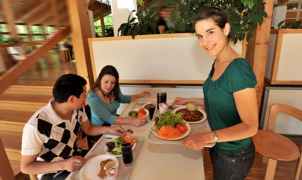 A student in the refectory