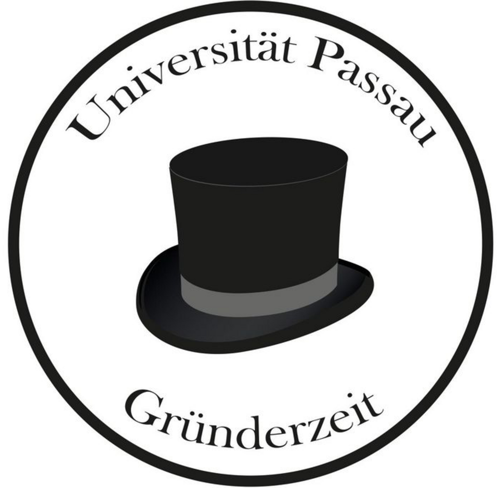 Grüderzeit Passau Logo Gründerzeit Universität Passau: Zylinder mit Gründerzeit-Schriftzug
