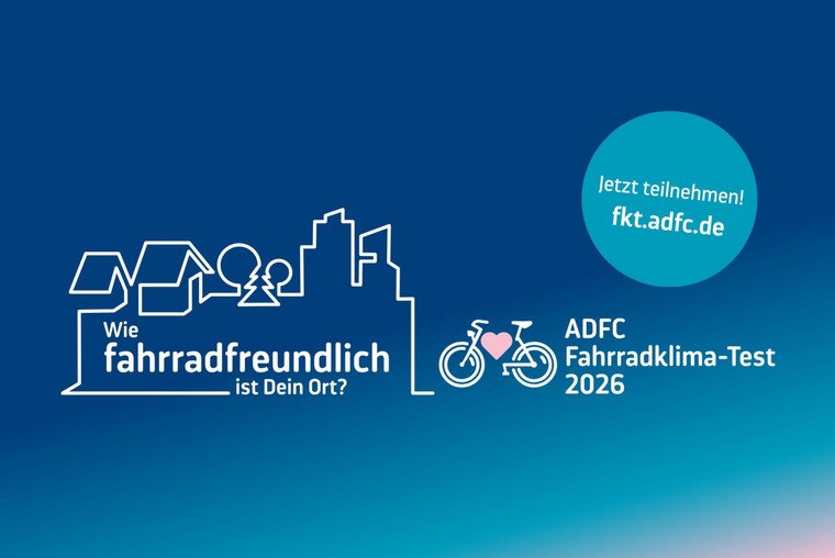 Werbeteaser des ADFC zur Teilnahme an der Umfrage "Wie fahrradfreundlich ist Dein Ort?"