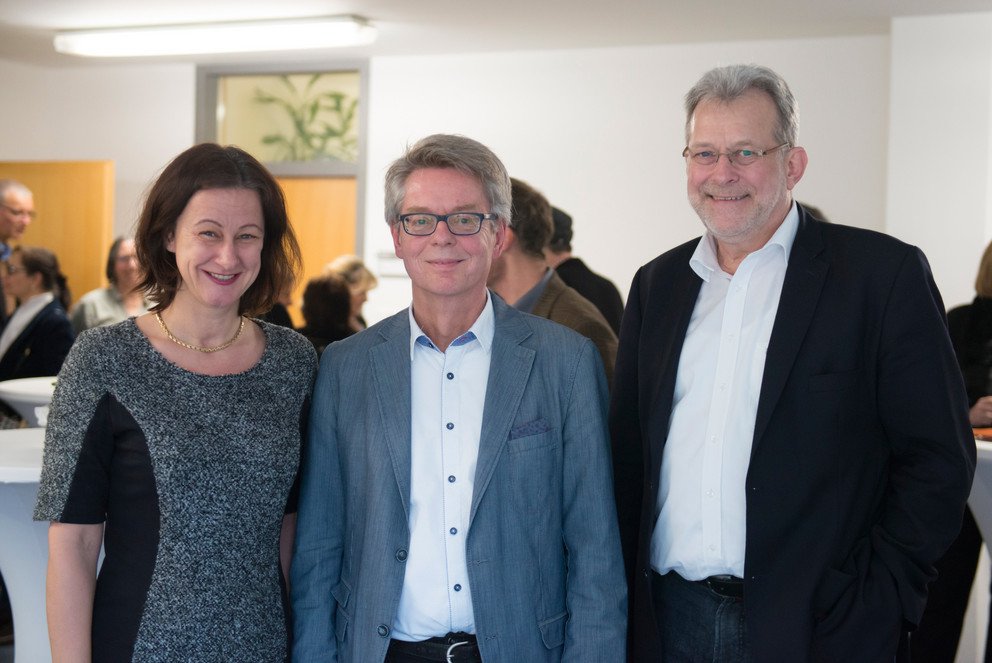 Axel Polleti (Mitte) mit Pr&auml;sident Prof. Dr. Burkhard Freitag und Vizepr&auml;sidentin Prof. Dr. Ursula Reutner.