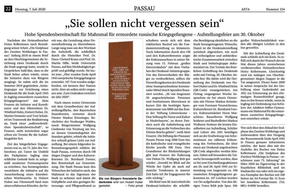 Passauer Neue Presse ze dne 7.7.2020