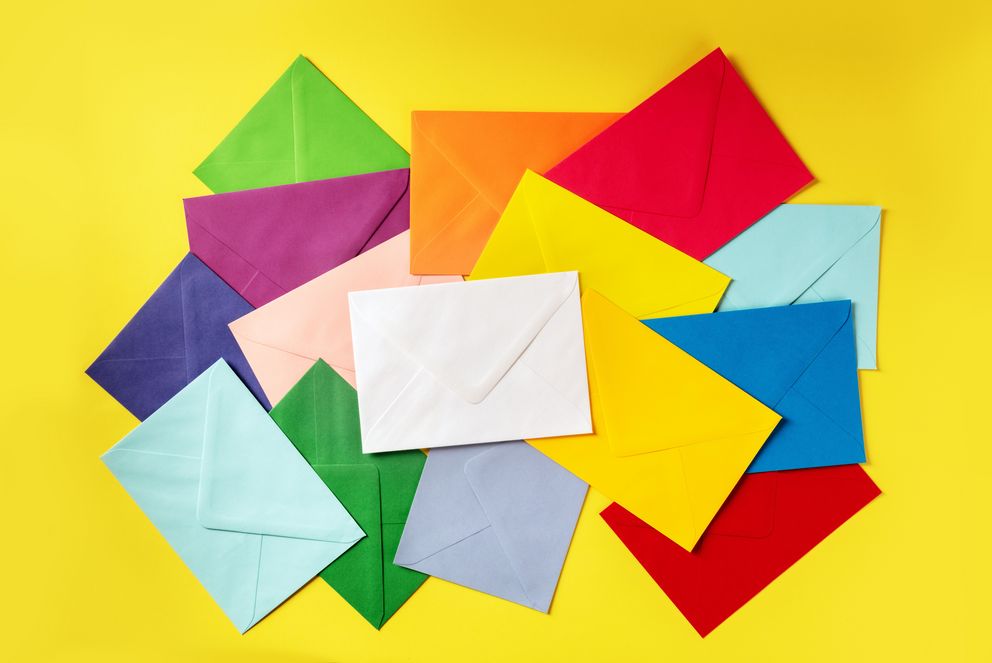 Many colourful envelopes