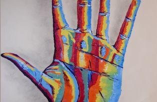 Gemälde, bunte Hand