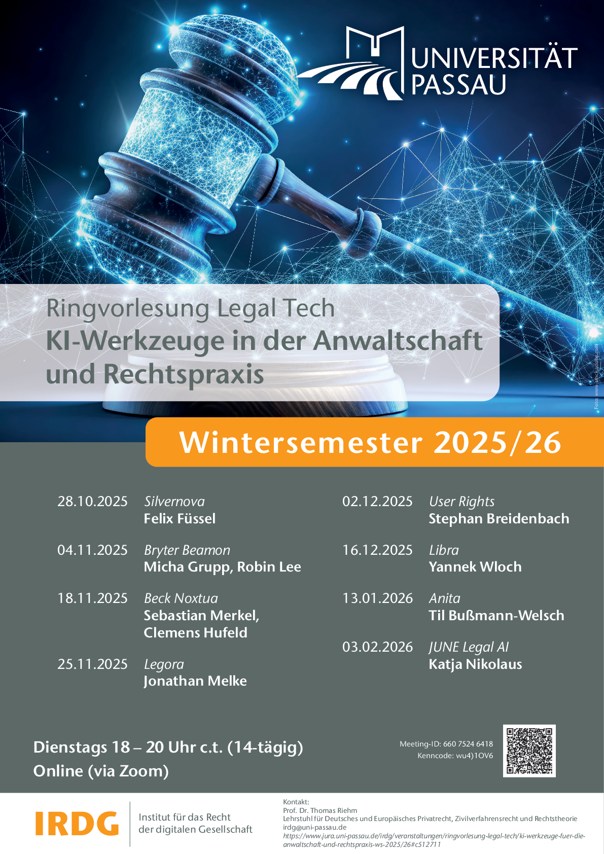 Flyer Ringvorlesung Legal Tech