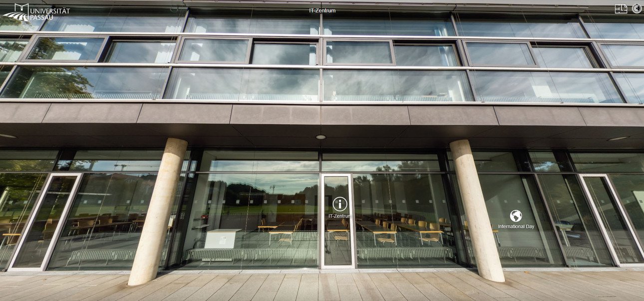 Campustour Screenshot: Blick in das ITZ-Geb&auml;ude