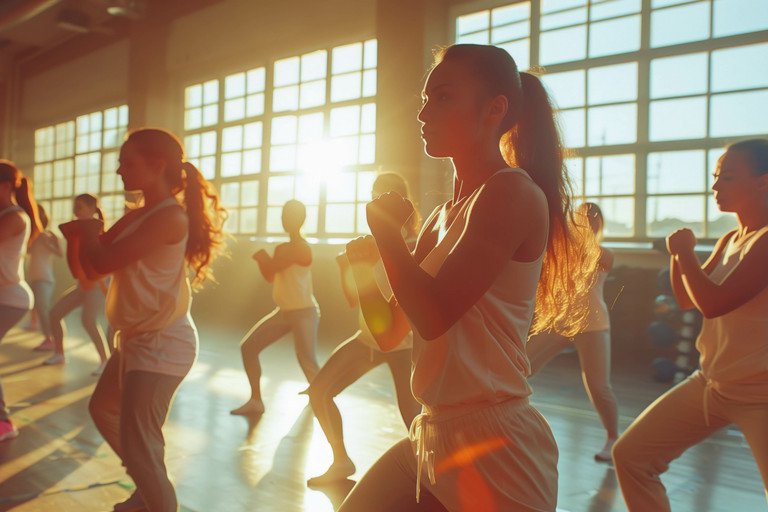 Frauen trainieren in einer Halle